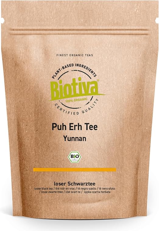 Органический чай Пуэр, 100 г - Черный чай - Регион Юньнань, Китай - Camellia Sinensis - Цвет от темно-коричневого до темно-красного - Выращен в контролируемых органических условиях - Biotiva