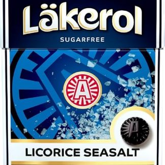 Морская соль со вкусом лакрицы Läkerol - Lakerol Lakritz - оригинальная шведская соль из корня сладкой древесины, без сахара, упаковка в виде леденцов, 25 г x 4 шт.