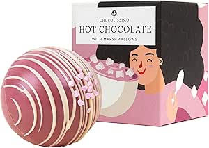 Шоколадный шарик CHOCOLISSIMO Ruby с зефиром — горячий шоколад в форме шара из розового шоколада — отличная идея подарка для мужчины, жены, ребенка, девочки, на день рождения или Рождество.