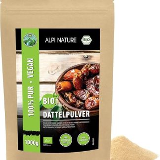 Alpi Nature Organic Datelzucker (1 кг) – органический финиковый порошок из контролируемого органического безглютенового безлактозного молотого финика, прошедший лабораторные испытания, подходит для веганов.