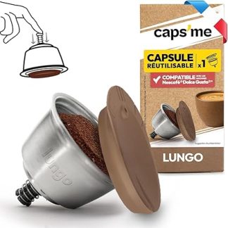 Перезаряжаемая капсула, совместимая с кофемашинами Nescafé Dolce Gusto, многоразовая, легко опорожняется, запатентованная бутылка из нержавеющей стали, произведено во Франции.