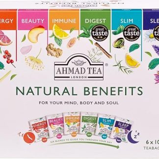 Подарочный набор чая Ahmad Tea Набор с натуральными полезными свойствами Зеленый чай, фруктовые и травяные настои Идеальный чайный подарок 60 пакетиков 6 вкусов
