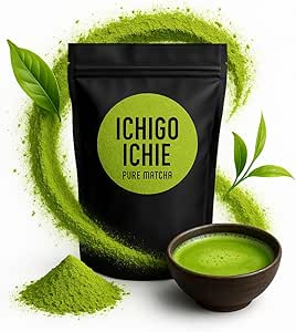 Порошок зеленого чая матча Ichigo Ichie, идеально подходит для латте, измельченные чайные листья, матча, богатый антиоксидантами, веганский, без лактозы и подходит для кето-диеты, 30 г