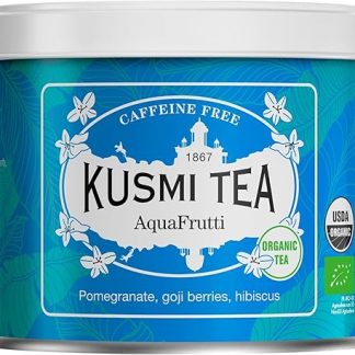 Kusmi Tea - Органический настой AquaFrutti - Ароматизированная смесь гибискуса и фруктов - Яблоко, гранат, ягоды годжи - Для употребления в горячем или замороженном виде - Безбелковый настой, оптовая упаковка - Металлическая коробка 100 г