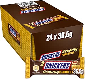 Snickers Creamy Peanut Butter, шоколад, большая упаковка, молочный шоколад, двойная плитка, 24 x 36,5 г
