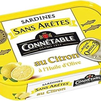 Оливковое масло Connétable Extra Virgin, лимонные сардины, 98 г, чистая коробка, сушеная
