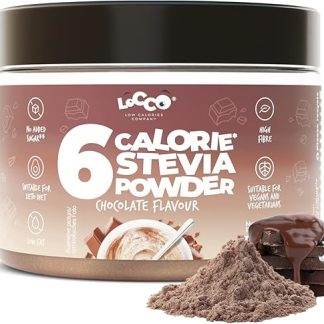 Порошок со вкусом Locco 200 г Добавленный сахар Стевия Натуральные ароматизаторы Без жира Всего 6 калорий и 0 г жира на порцию Высокое содержание клетчатки (шоколад)