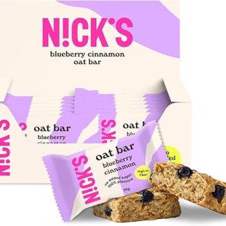 Овсяные батончики NICKS без добавления сахара, энергетический батончик с черникой и корицей, полезный для поддержания энергии, с высоким содержанием клетчатки (12 x 35 г).