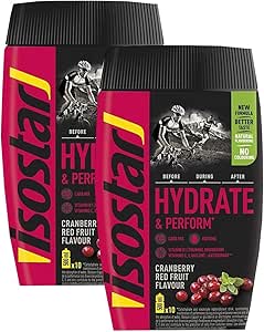 Изотонический напиток Isostar Hydrate & Perform Iso Drink – 400 г порошка – электролитный порошок для поддержания спортивных результатов – клюква (2 x 400 г)