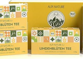 Органический липовый чай Alpi Nature, 80 чайных пакетиков, 80 г, упаковка из 4 × 20 пакетиков по 1 г.