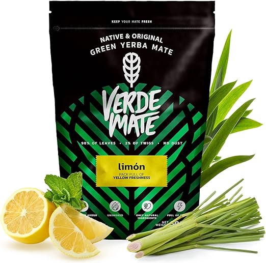 Зеленый лимонный мате Verde Mate 0,5 кг Лимонный мате 500 г Освежающий вкус Натуральный кофеин Чай мате из Бразилии 500 г