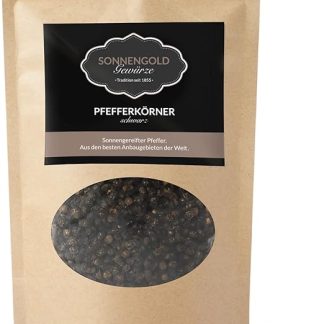 Черный перец Sonnengold | Черный перец высшего качества, дважды просеянный и очищенный | Свежевысушенный на солнце в Эквадоре, натуральный и чистый, 120 г