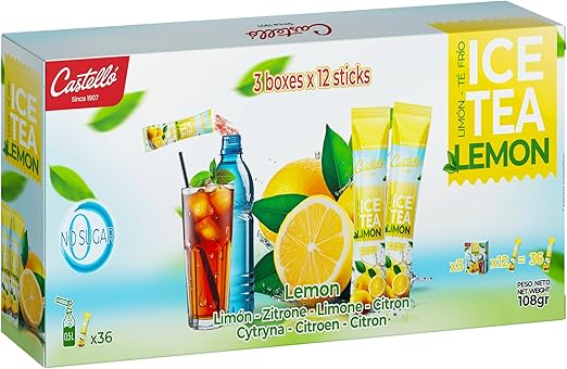 Castello с 1907 года. Растворимый холодный чай без калорий в пакетиках | Лимон | 36 пакетиков | Ноль калорий, без сахара, без аспартама