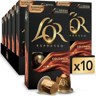 Кофейные капсулы L'OR Espresso Colombia, 100 капсул Nespresso®, совместимые капсулы, 10 x 10 порций.