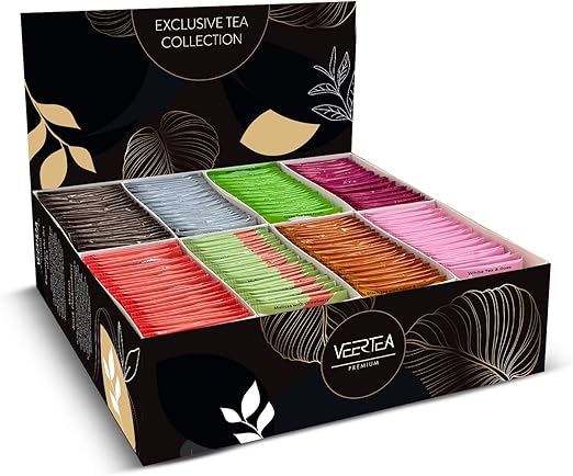 Veertea - Чайный подарочный набор - Чайные пакетики, 200 шт. - Различные вкусы - Черный, зеленый, травяной и фруктовый чай - Подарок для любителей чая - Набор B Элегантный черный