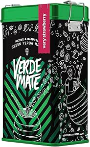 Зеленый мате со вкусом клубники, 0,5 кг Йербера Металлическая банка с дозатором Клубничный мате 500 г Бразильский Зеленый мате Чай мате из Бразилии Сушеный на воздухе