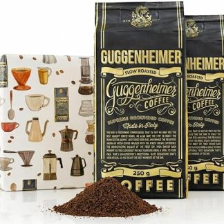 Молотый кофе для эспрессо Guggenheimer, 2 x 250 г – длительная обжарка, смесь арабики и робусты с низкой кислотностью. Произведено в Италии.