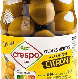 Зеленые оливки с лимонной начинкой, банка 120 г (21 мл).