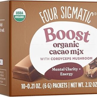 Грибная какао-смесь от Four Sigmatic, органическое растворимое какао с кордицепсом, имбирем и кокосом, поддерживает работоспособность и энергию, подходит для употребления в качестве напитка или для выпечки, веганский продукт, без глютена, без молочных продуктов | 10 штук