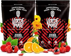 Verde Mate Green Energy Guarana | Бодрящий фруктовый йерба мате с гуараной | Мягкий вкус | Натуральный кофеин | Чай йерба мате из Бразилии | (1000)