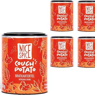 Приправа для картофеля NICE SPICE Sofa Potato, 5 банок (5 x 50 г), идеально подходит для пататас бравас и жареного картофеля, 10 отборных ингредиентов, включая розмарин и морскую соль, настоящее наслаждение для любителей этого блюда.