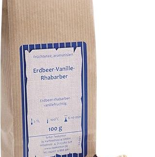 Рассыпной фруктовый чай: клубника-ваниль, ревень-яблоко, дикая роза, клубника, чай с ревенем, 100 г