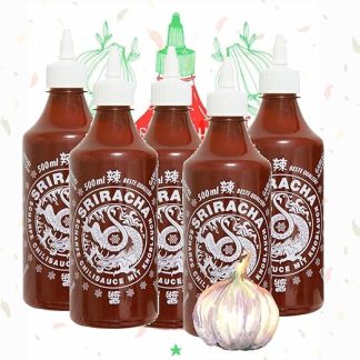 Чесночный соус A-One Sriracha, 5 x 500 мл, дополнительный чесночно-чили соус – 5 шт. в экономичной упаковке – острые соусы – отлично подходят для блюд на гриле.