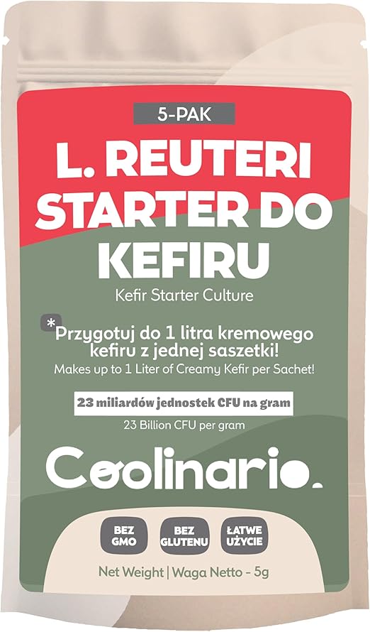 Закваска для кефира Coolinario L. Reuteri (5 x 1 г) Бактериальные культуры Пробиотики, кремовая текстура Без глютена, халяль, кошерный продукт