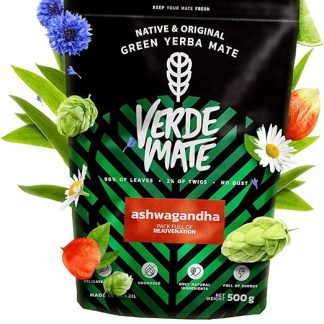 Зеленый мате Verde Mate с ашвагандой 0,5 кг Травяной мате с ашвагандой Индийский женьшень Жасмин, хмель, ромашка, лепестки василька Мате из Бразилии 500 г