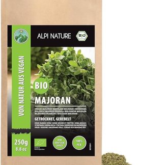 Alpi Nature Bio Majoran Reblelt (250 г) сушеный майоран из органического земледелия, выращенный в контролируемых условиях, без глютена, без лактозы, протестирован в лаборатории, подходит для веганов, 100% натуральный.