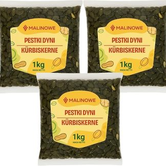 Очищенные тыквенные семечки малины, 3 x 1 кг, свежие, натуральные.