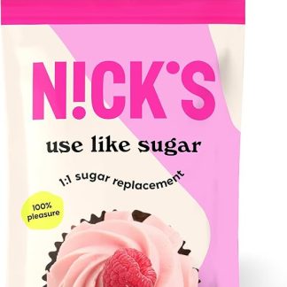 NICKS: Используйте как сахар, идеальная смесь подсластителей для выпечки, состоящая из ксилита, эритрита, стевии и полидекстрозы, низкокалорийный заменитель сахара в соотношении 1:1, 1 кг.