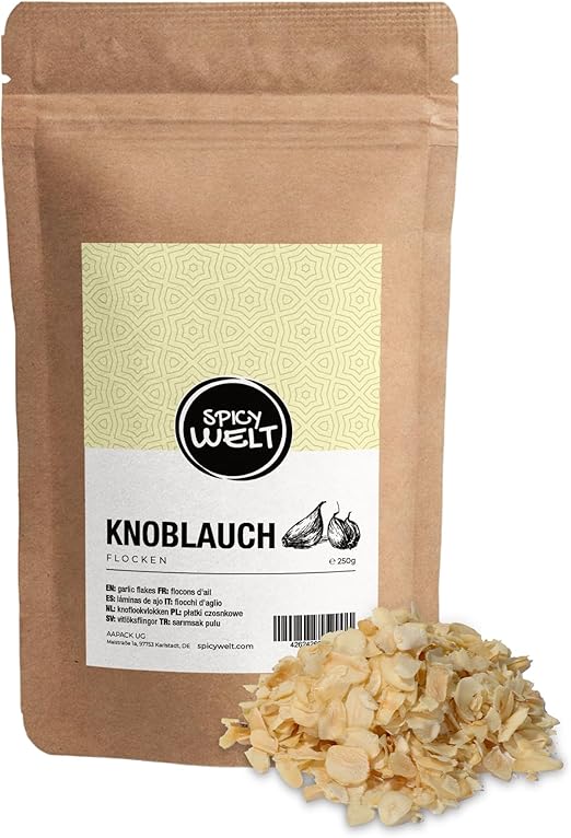 Острые чесночные хлопья Welt (250 г) – сушеные чесночные хлопья для фаршированных блюд, маринадов, гуляшей, супов, соусов и выпечки хлеба Отличительный вкус и эстетичный внешний вид 100% натуральные, без добавок