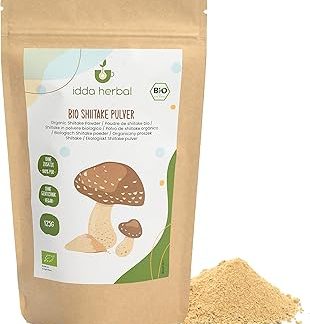 Органический порошок шиитаке 125 г, молотые сушеные грибы шиитаке для приготовления пищи.