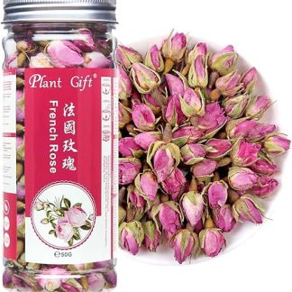 Подарочный набор Plant Gift: бутоны роз из Франции, 50 г/1,76 унции. Бутоны розовых роз, розовые лепестки, сладкий травяной чай из розы, снятие стресса и волшебные свойства, поддержка иммунитета, без ГМО, без кофеина.