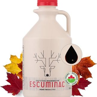 Сироп d'érable canadien très fonce Escuminac prime. Ресторан, размер от шеф-повара, 1 л (33,8 жидких унций), Канада, класс A с сильным вкусом (древний класс C) — чистый, биологический, уникального происхождения, без меланжа.