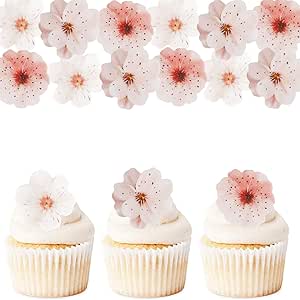 Набор для украшения тортов ENLACE, цветущая вишня, 48 штук, съедобный, розовый, 2D, съедобная бумага, украшение для торта, цветы для свадеб, дней рождения.