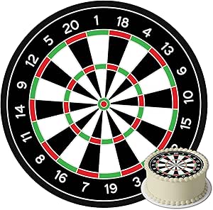 Вафельная фигурка для торта J&M DECO в виде мишени для дартса, диаметр 20 см – съедобное украшение для дня рождения с мотивом мишени для дартса – топпер для торта в виде мишени для дартса – без глютена и подходит для веганов.