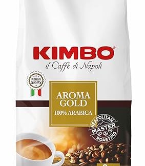 Кофе в зернах Kimbo Aroma Gold 100% арабика, средне-крепкая обжарка, шоколадный вкус, интенсивность 9/13, купаж и обжарка в Италии, упаковка 500 г.