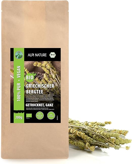 Органический греческий горный чай Alpi Nature, 200 г, цельные цветочные стебли, горная трава, чай Сидеритис.