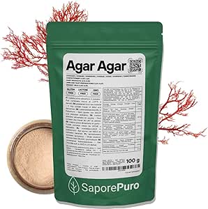 Порошок агара SaporePuro, 100 г – натуральный желирующий агент, без глютена – идеально подходит для молекулярной кухни, в качестве загустителя для десертов, джемов, пудингов и мороженого.