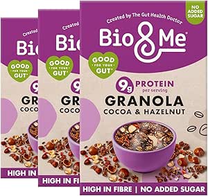 Bio&Me - Гранола с какао и фундуком, полезная для кишечника, пребиотическая веганская, без добавления сахара 3 x 360 г