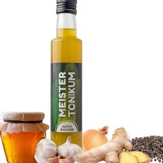 Meistertonikum Bio Essig aus Superfoods 250 мл - natürlicher Vitaldrink Smoothie mit Turmeric, Zitron, Knoblauch, Ingwer uvm - Ideales Salatdressing - Immunbooster Shot (1 x 250 мл)