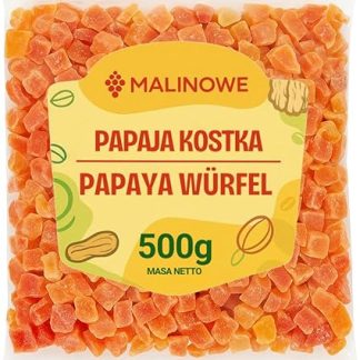 Кубики папайи с малиной, 500 г, натуральные цукаты.