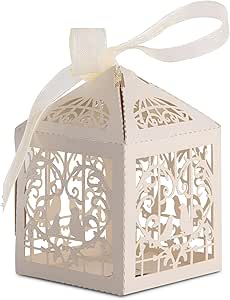 Набор для украшения тортов Trimming Shop, 100 штук, подарочная коробка для конфет с любимыми принадлежностями, точная резка, милые птички, для свадьбы, дня рождения, детского праздника, вечеринки, с лентами, бежевый.