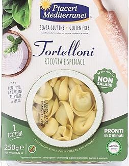 PIACERI MEDITERRANEI Тортеллони с сыром рикотта и шпинатом, без глютена (250г)