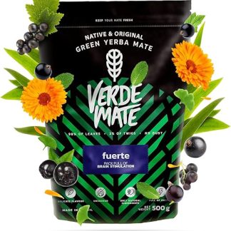 Зеленый мате Verde Mate Green Fuerte 0,5 кг Фруктовый мате с черной смородиной и черноплодной рябиной Мате с гуараной Натуральный стимулирующий эффект Мята и лемонграсс Мате из Бразилии 500 г