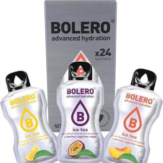 Смесь для приготовления холодного чая Bolero ICE TEA MIX 24 x 3 г Порошок для приготовления напитка без сахара, подслащенный стевией и витамином С Подходит для детей, спортсменов и диабетиков Без глютена и подходит для веганов