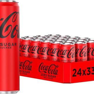 Coca-Cola Zero Sugar – освежающий кофеиновый напиток с оригинальным вкусом Coca-Cola – без сахара и калорий – в стильных банках (24 x 330 мл)