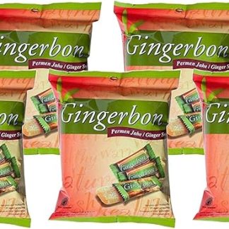 Gingerbon — имбирные конфеты, оригинальный вкус с пряными нотками, упаковка из 5 штук (5 x 125 г).